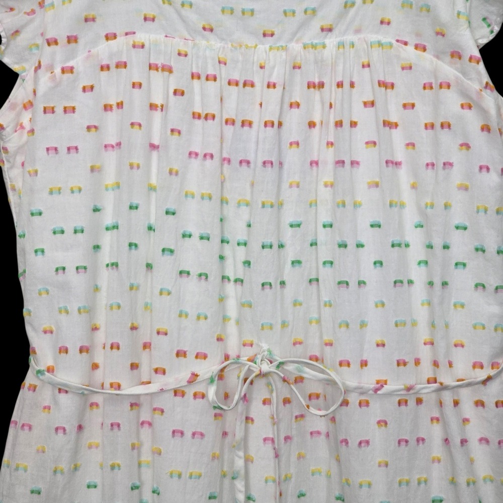 Draper James Rainbow Dot Tiered Midi Dress White Flutter Sleeves Pockets - Picture 7 of 15
